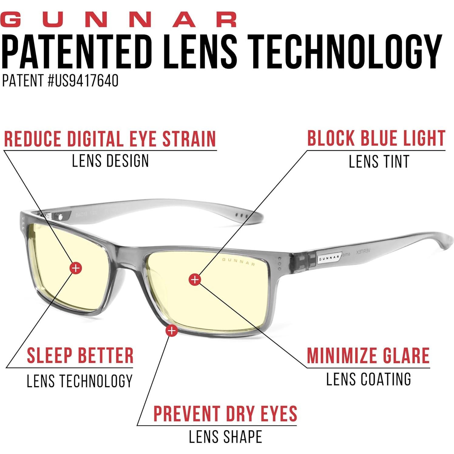 Gunnar Gafas de Lectura Luz Azul Vertex +1.0 Tinte Ámbar