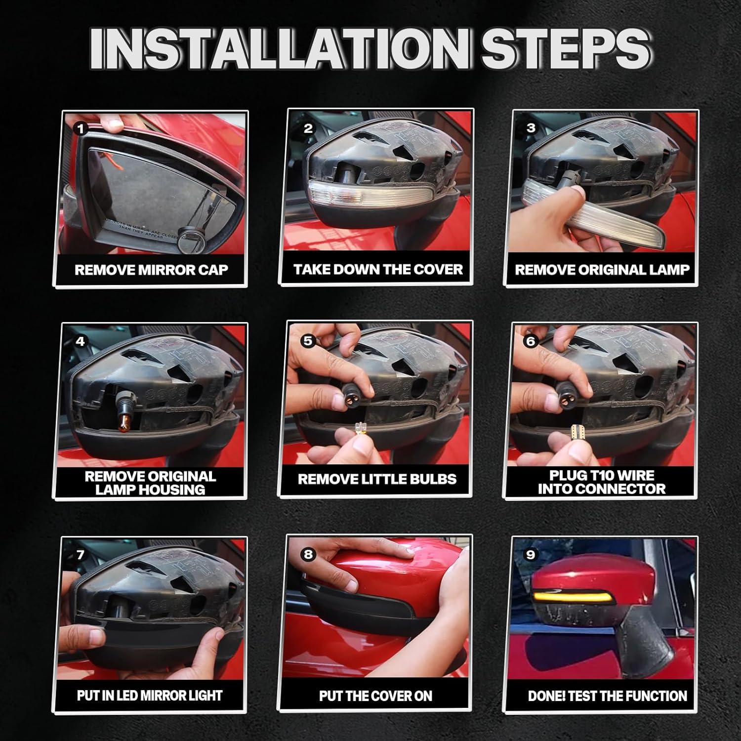 Luces de señal de giro LED secuenciales CYBORICH ámbar para Ford