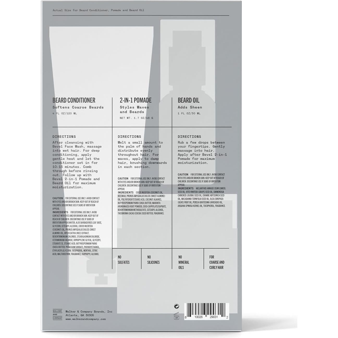 Kit Cuidado Barba Bevel - Acondicionador, Balsamo y Aceite