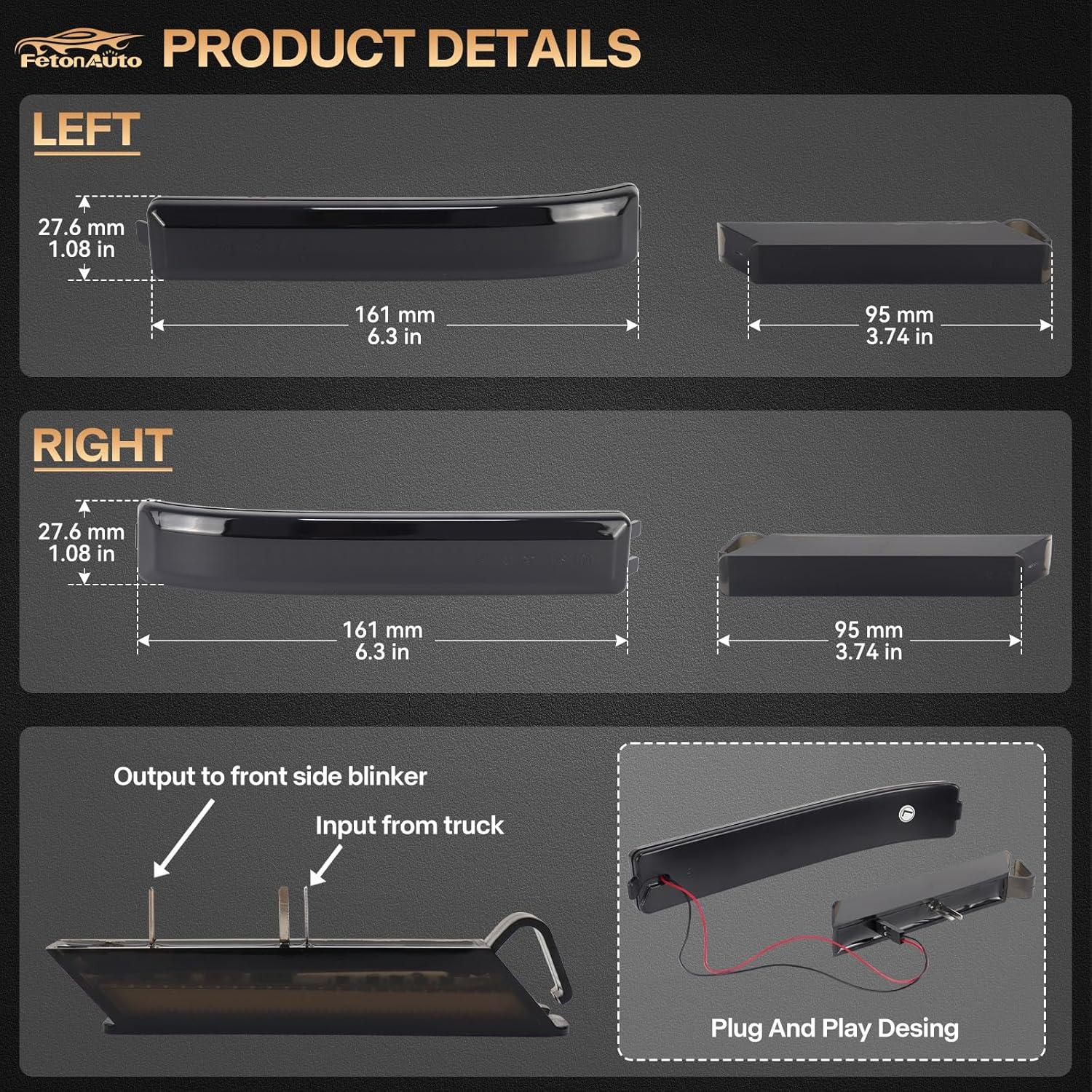 Luces de señal de giro LED FetonAuto para espejo lateral F150 2009-2014