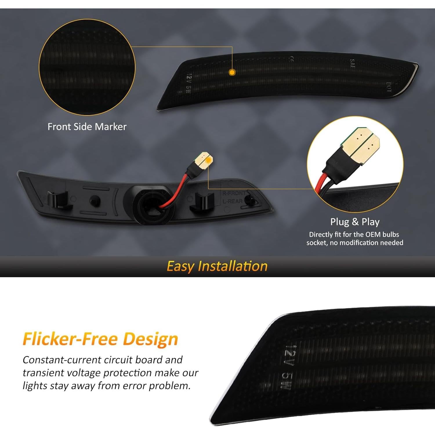 Luces de Marcador Lateral LED D-Lumina para Chevy Camaro 2016-2023