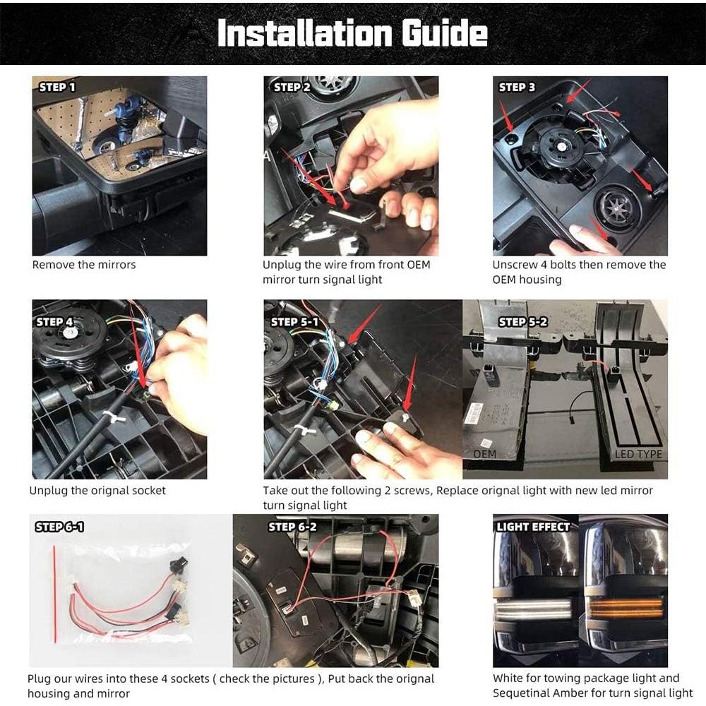 Luces LED Secuenciales ROCCS para Espejo Lateral Chevy/GMC 2014-2019