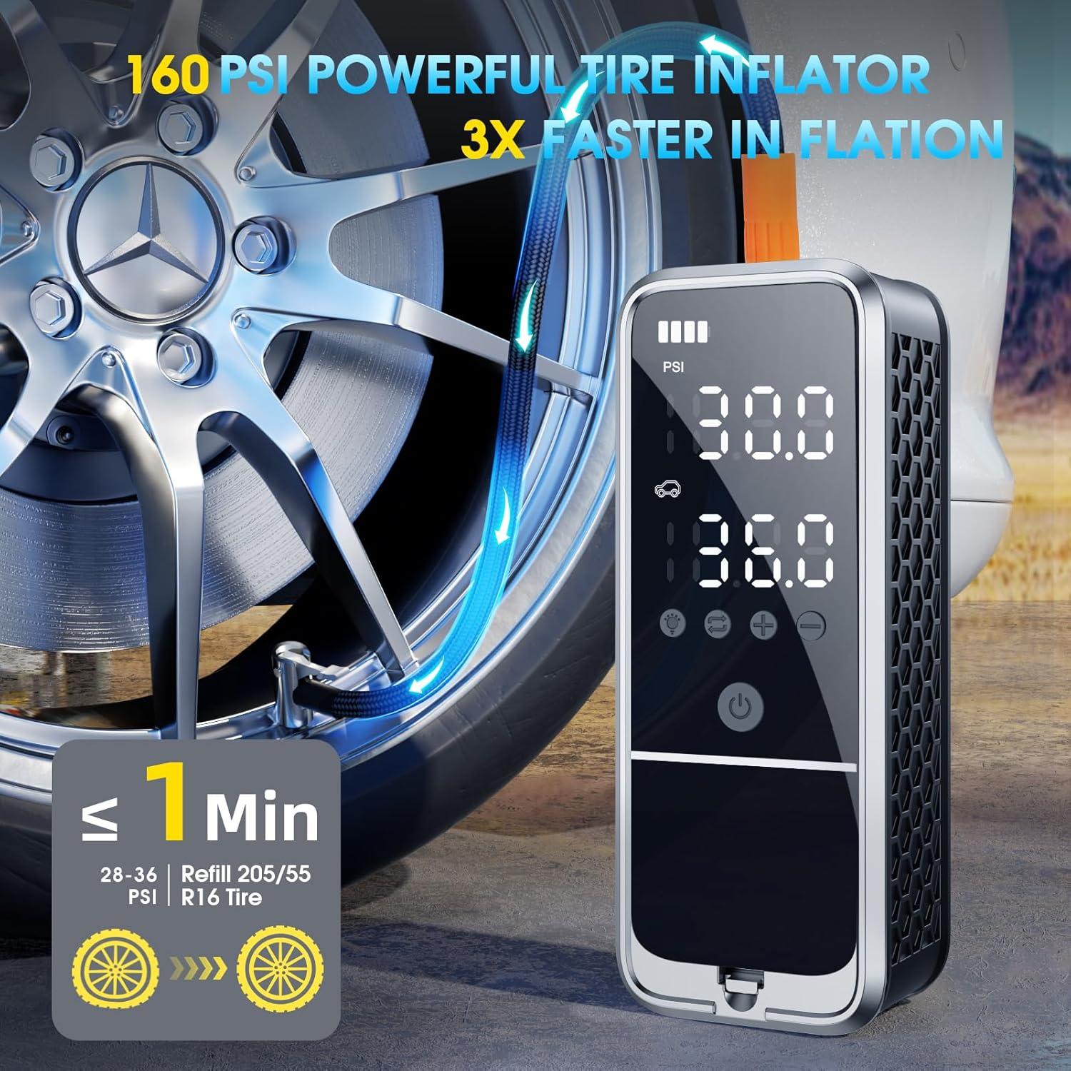 Compresor de Aire Portátil KZKB CQBBK-A01 160 PSI Bomba Rápida