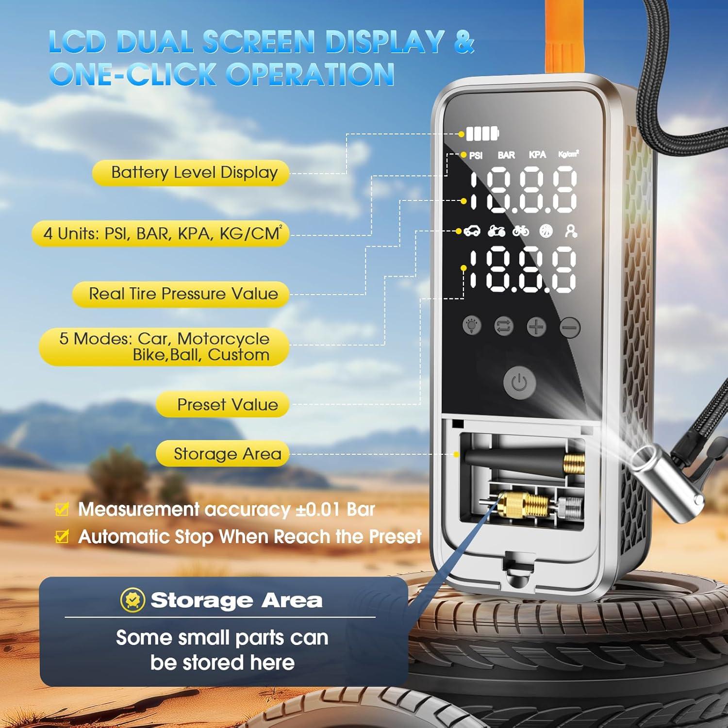 Compresor de Aire Portátil KZKB CQBBK-A01 160 PSI Bomba Rápida