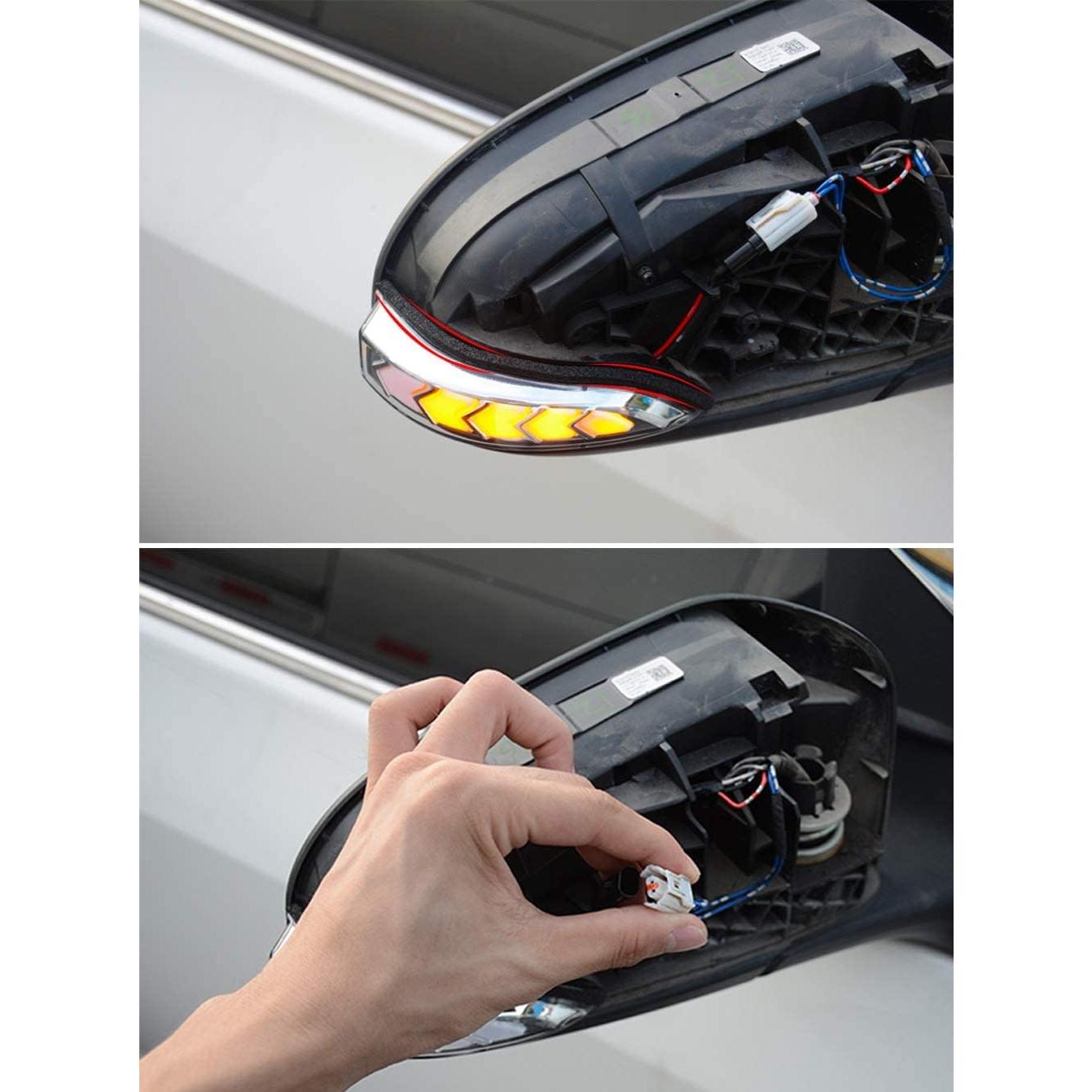 Espejo Retrovisor Lateral Hacreyatu LED Amarillo 2PCS para Toyota