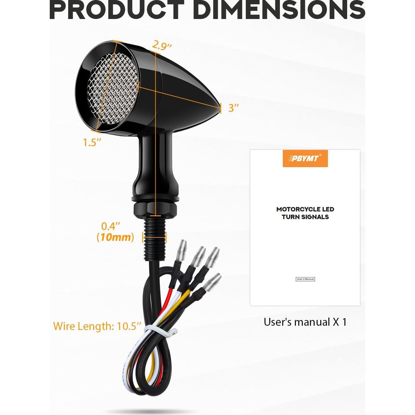 Señales de Giro LED PBYMT para Motocicleta 10mm - Impermeables