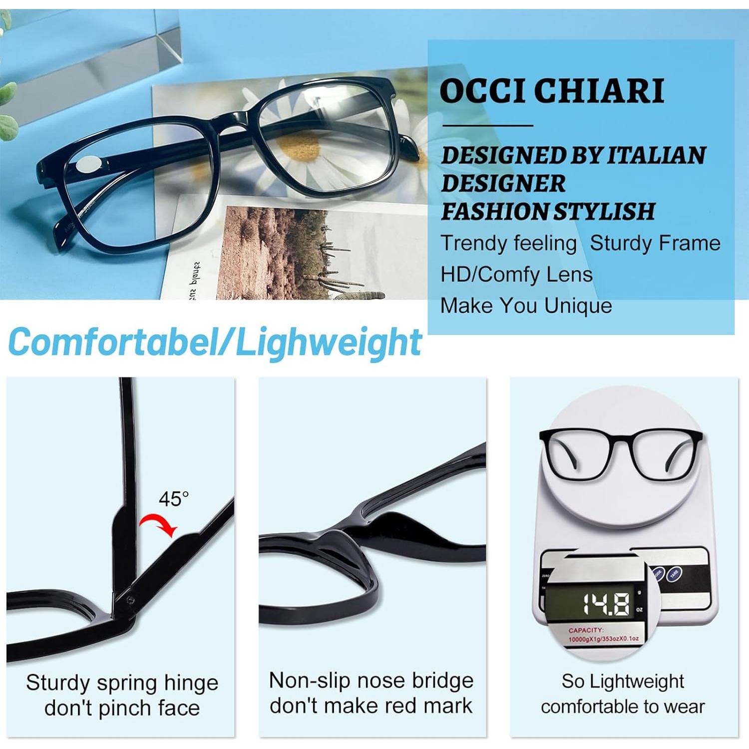 Gafas de Lectura OCCI CHIARI XL para Hombres 1.0x Color Negro