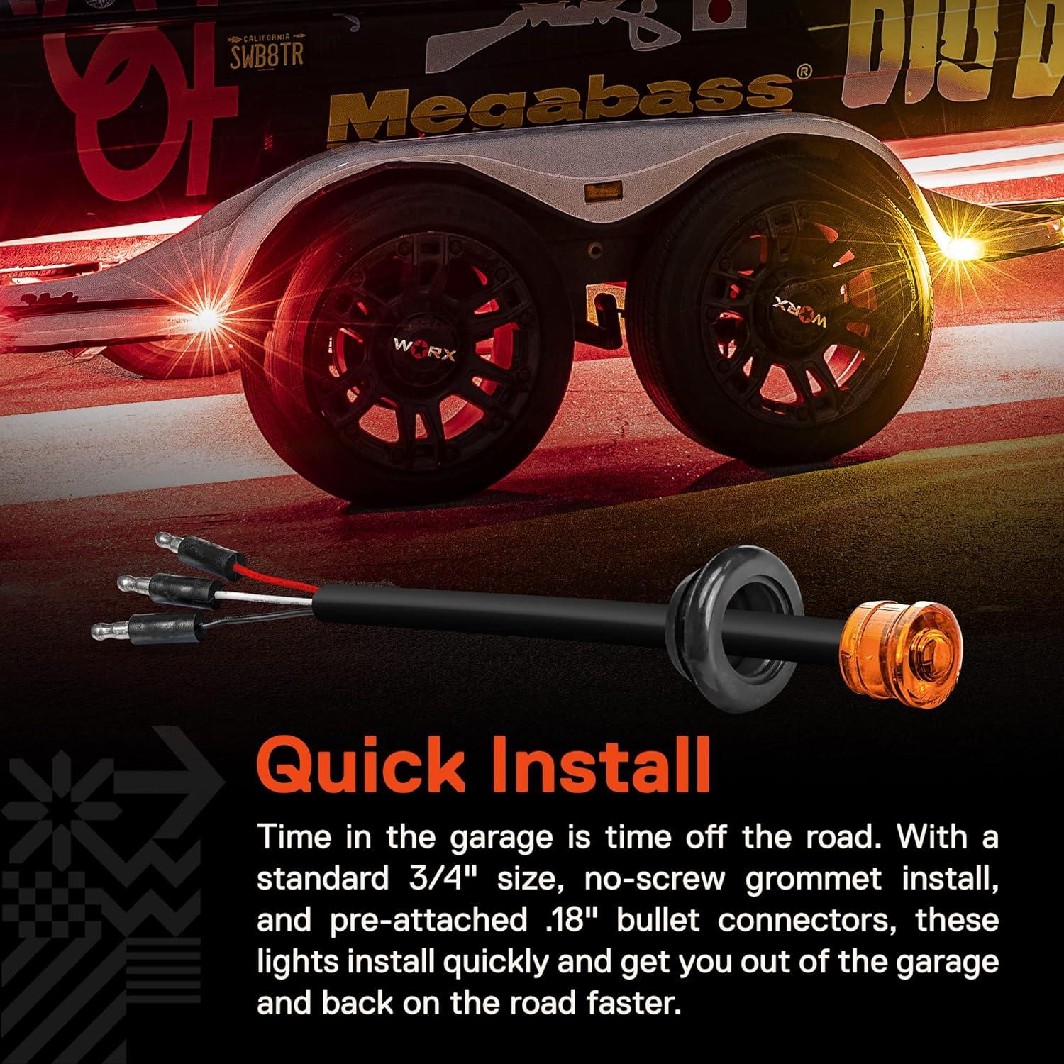 Luz Marcadora LED Redonda 3/4" Ámbar ONLINE LED STORE - Paquete de 2