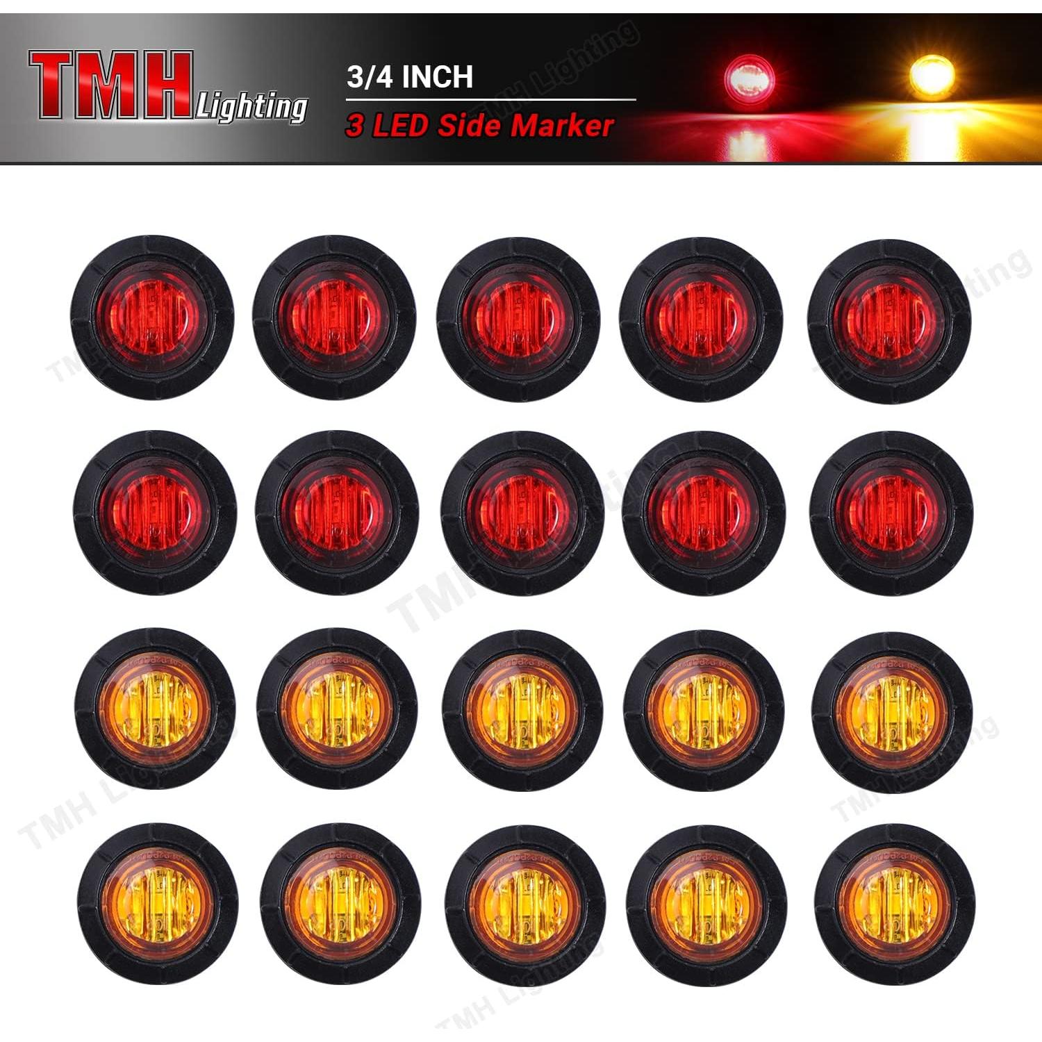 Luces de Marcador LED TMH 20 pcs 3/4" Ámbar y Rojo