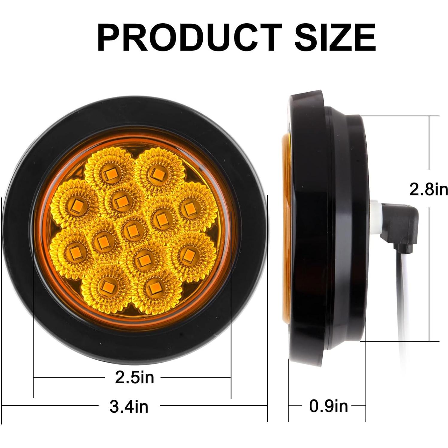 8 Luces Marcadoras LED Ámbar 2.5" Traberm para Remolque