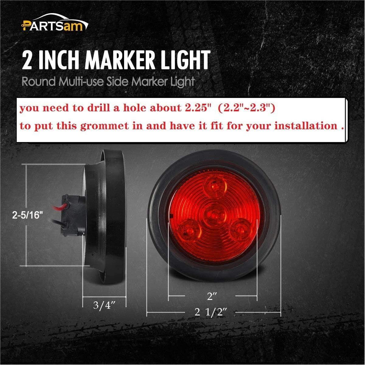 Partsam Luz Marcadora Lateral LED 10Pack 2" Ámbar y Rojo