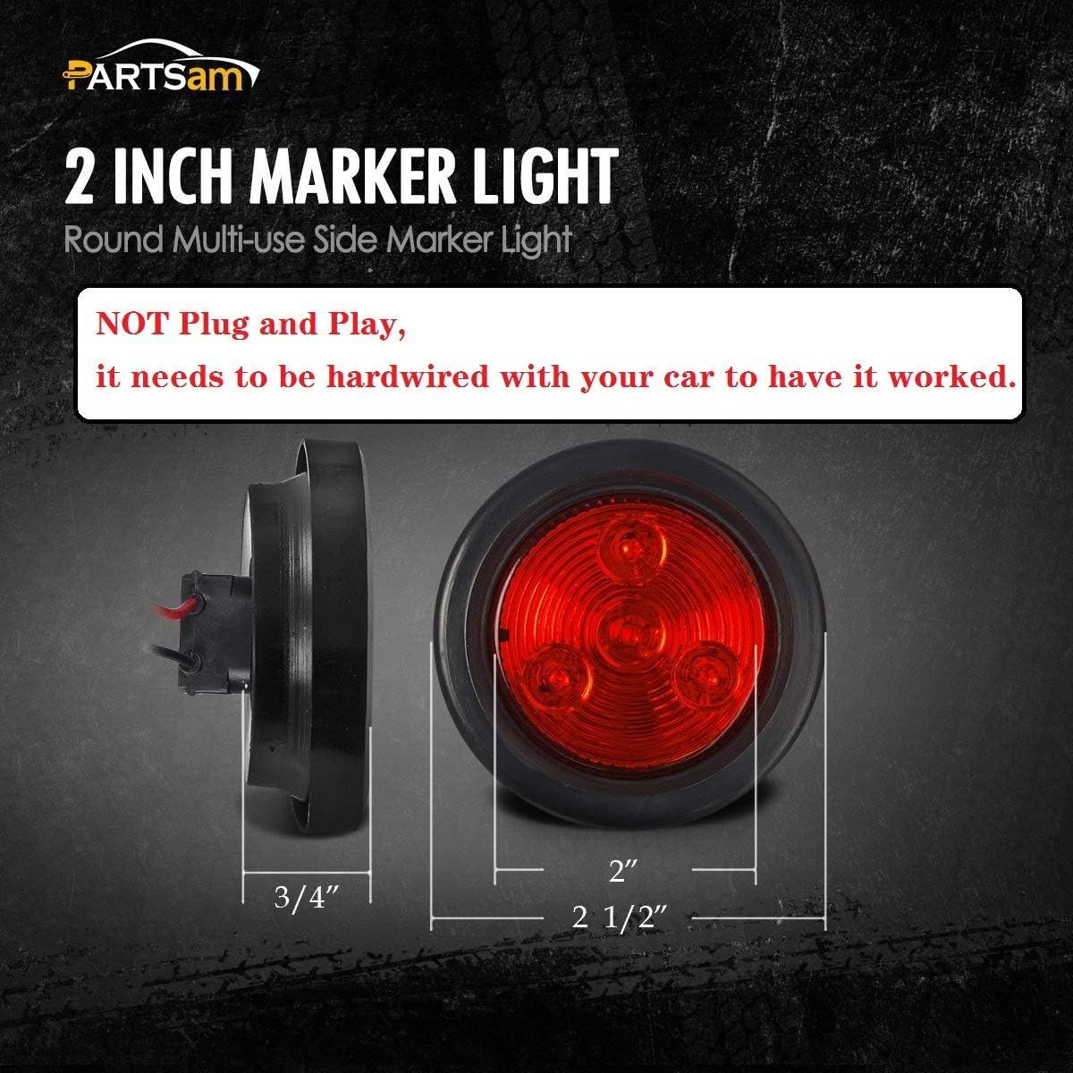 Partsam 5 Luces de Marcador LED Redondas 2" Rojo 12V