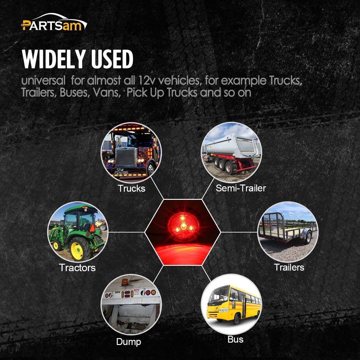 Partsam 5 Luces de Marcador LED Redondas 2" Rojo 12V