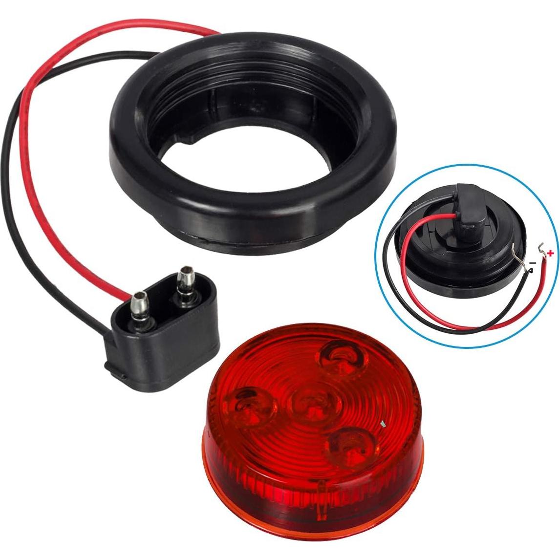 Partsam 5 Luces de Marcador LED Redondas 2" Rojo 12V