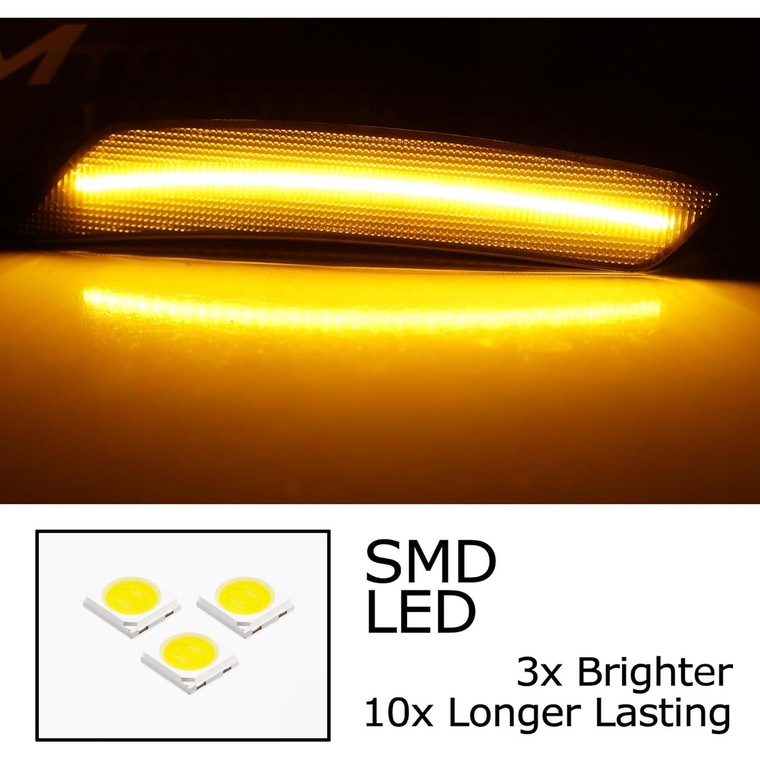 Kit de Luz de Marcador Lateral LED iJDMTOY 36-SMD Ámbar para Chevrolet Equinox 2022-2024