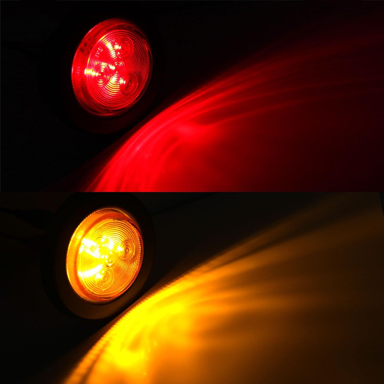 16 Luces LED Marcador 2" Traberm Ámbar y Rojo IP67 12V