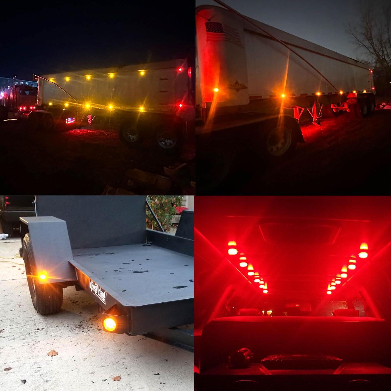16 Luces LED Marcador 2" Traberm Ámbar y Rojo IP67 12V