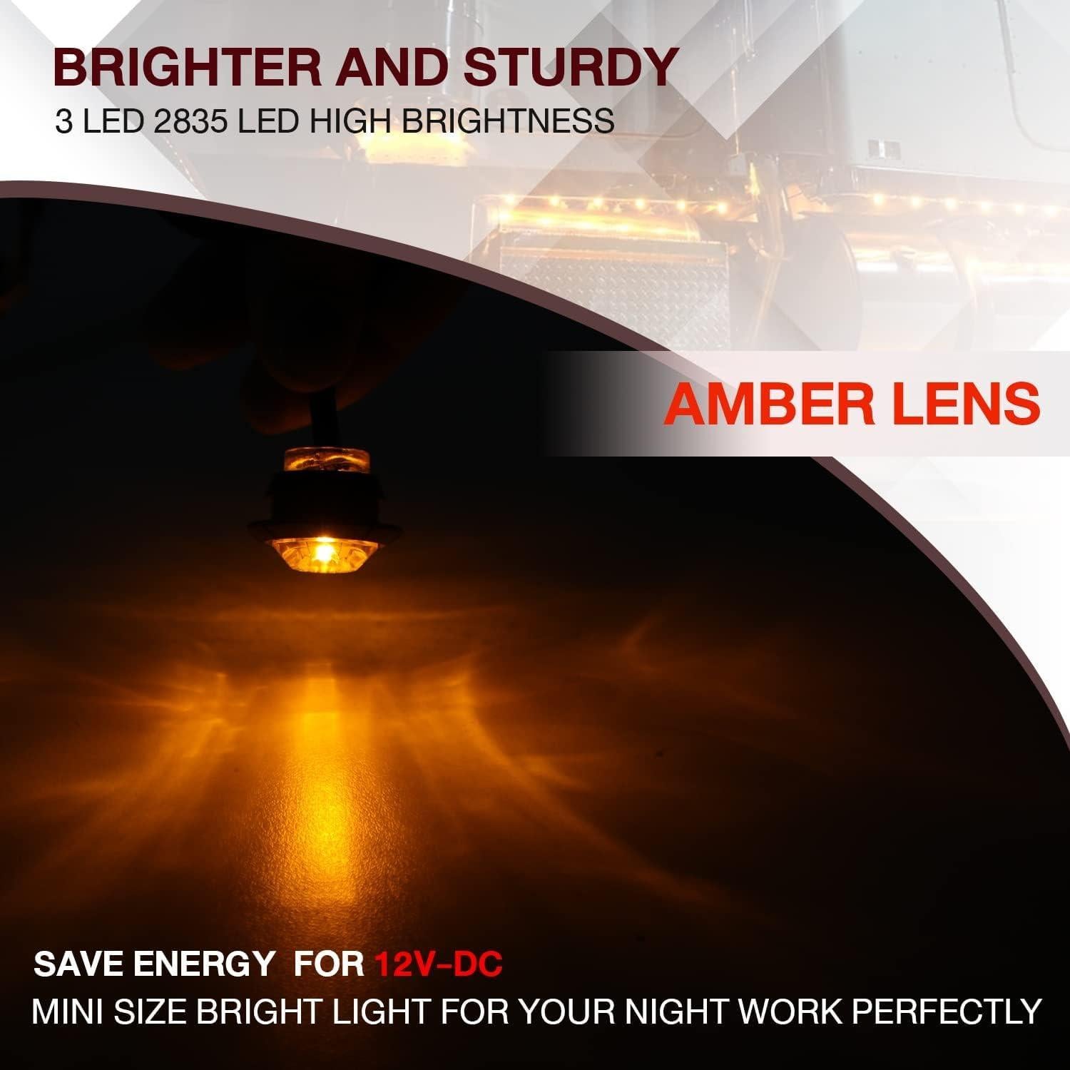 Luces de Marcador LED Ámbar TMH - Paquete de 100 - 12V DC