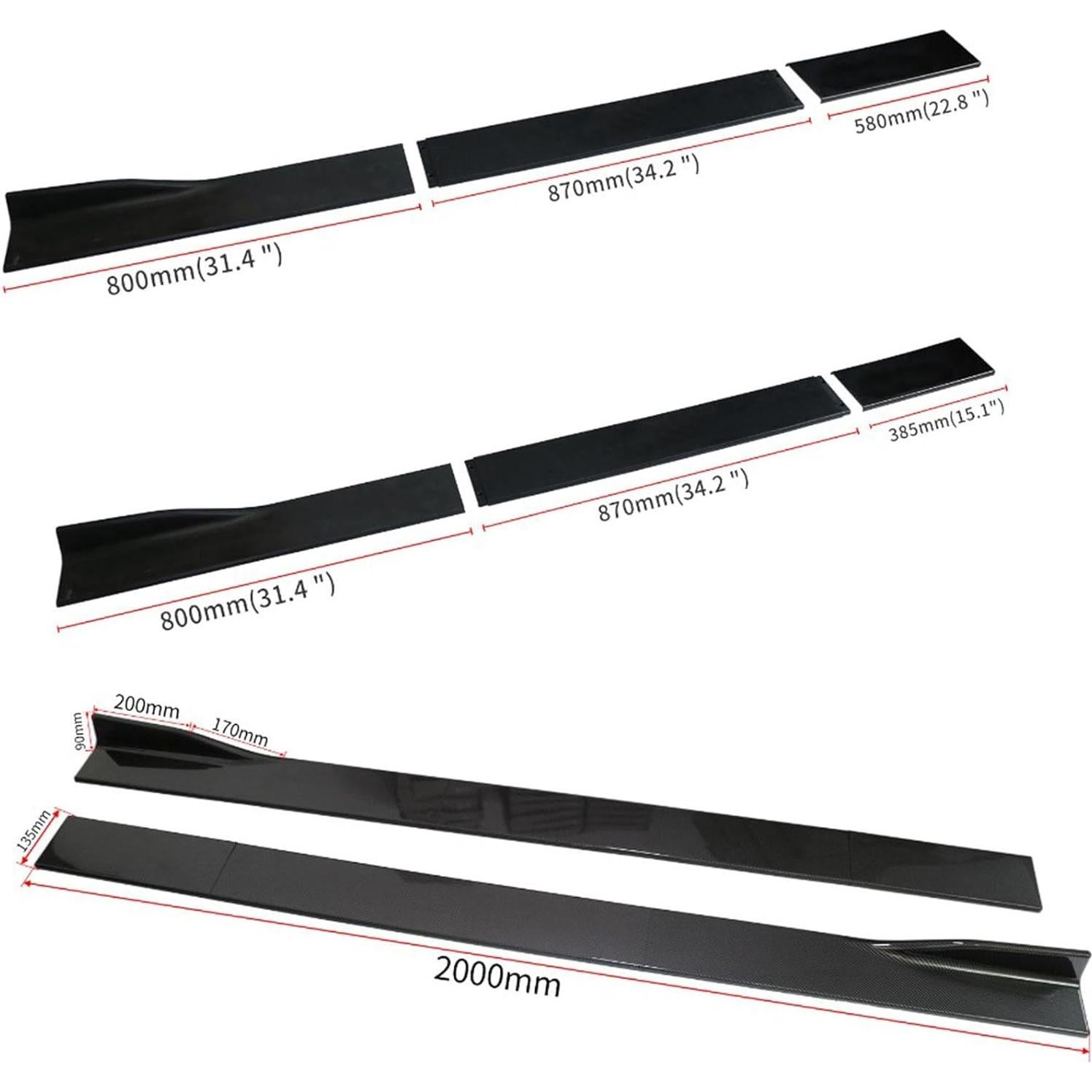 Faldón Lateral Universal ORIVIN 2m Negro para Automóvil