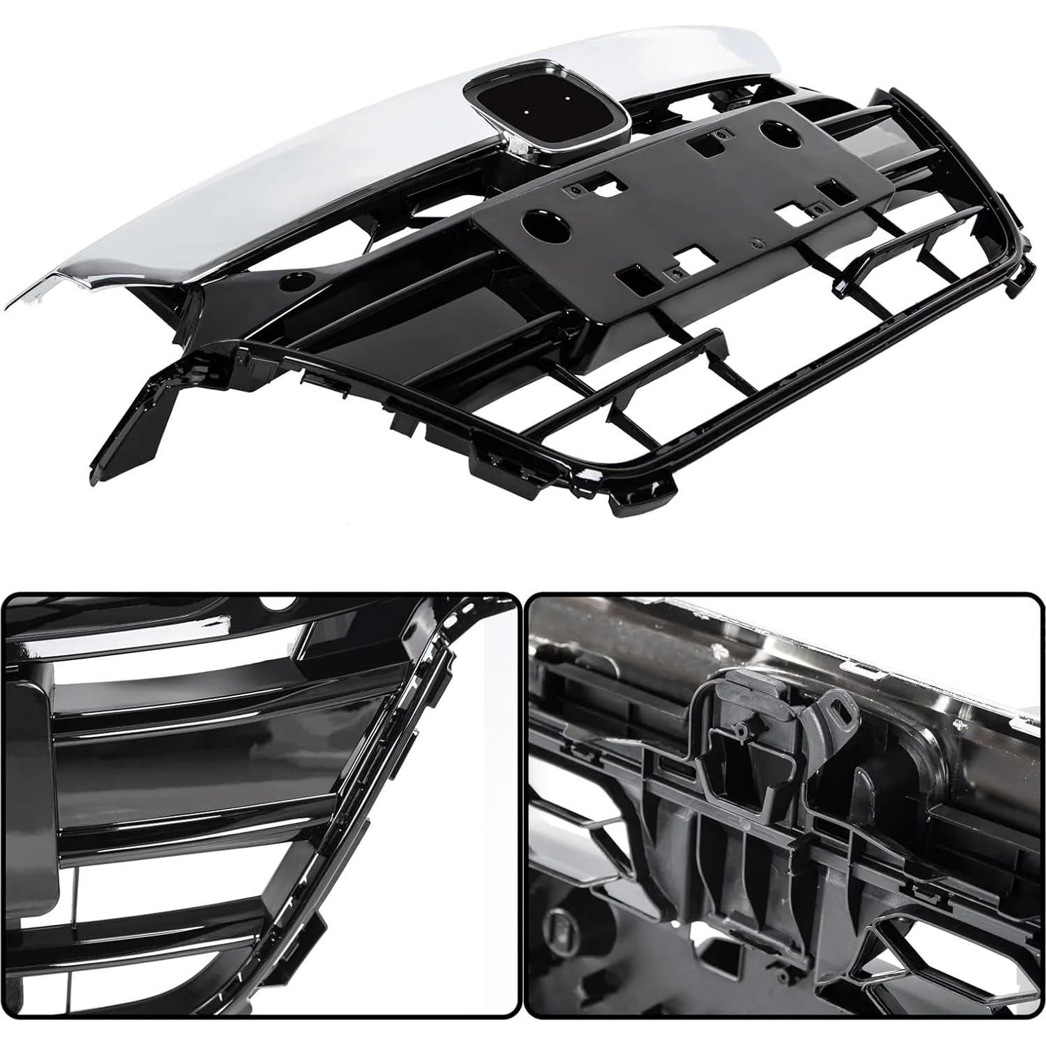 Parrilla Delantera ALMULOO Negra y Plateada para Honda Accord 2018-2020