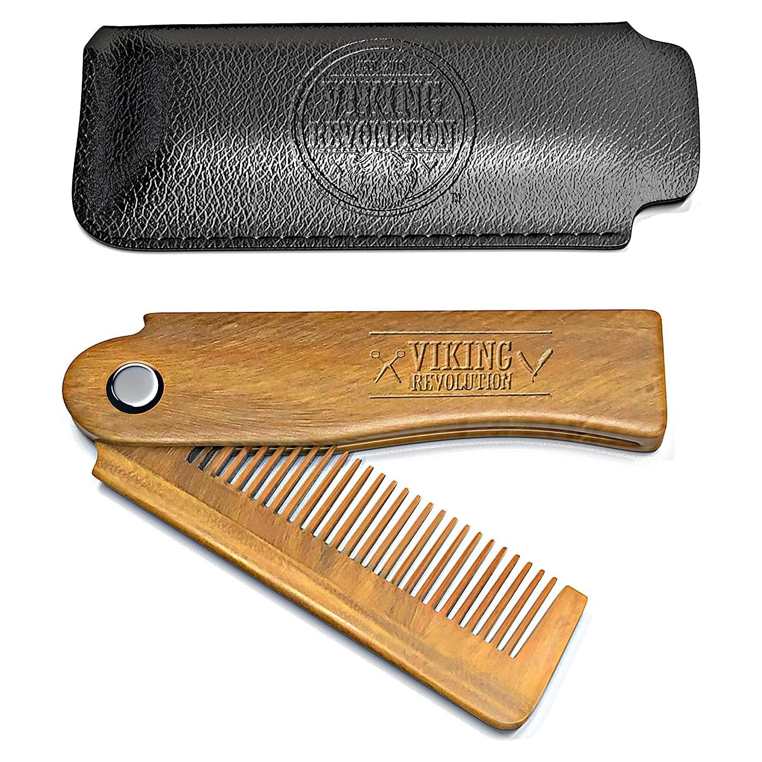 Peine de Barba Plegable Viking Revolution - Madera Sándalo Verde