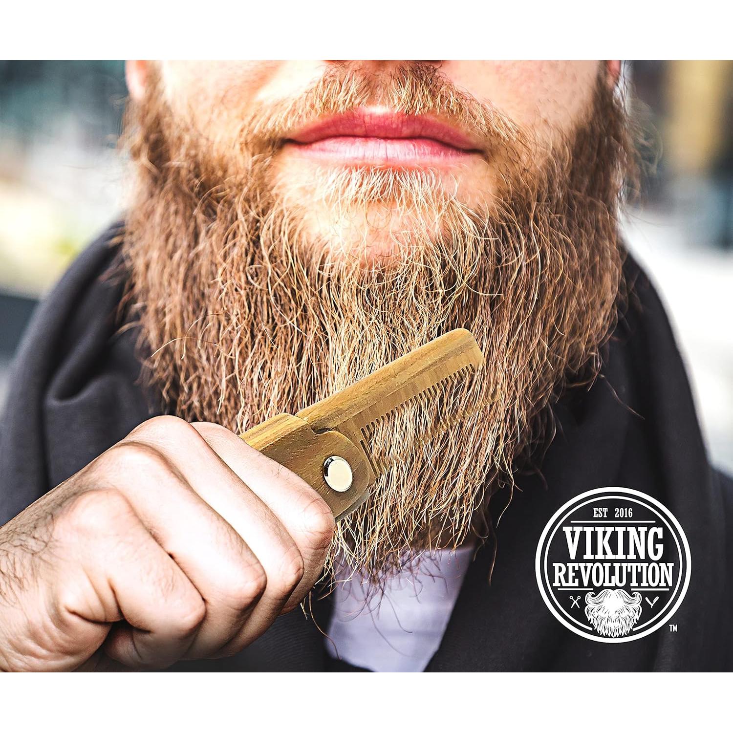 Peine de Barba Plegable Viking Revolution - Madera Sándalo Verde