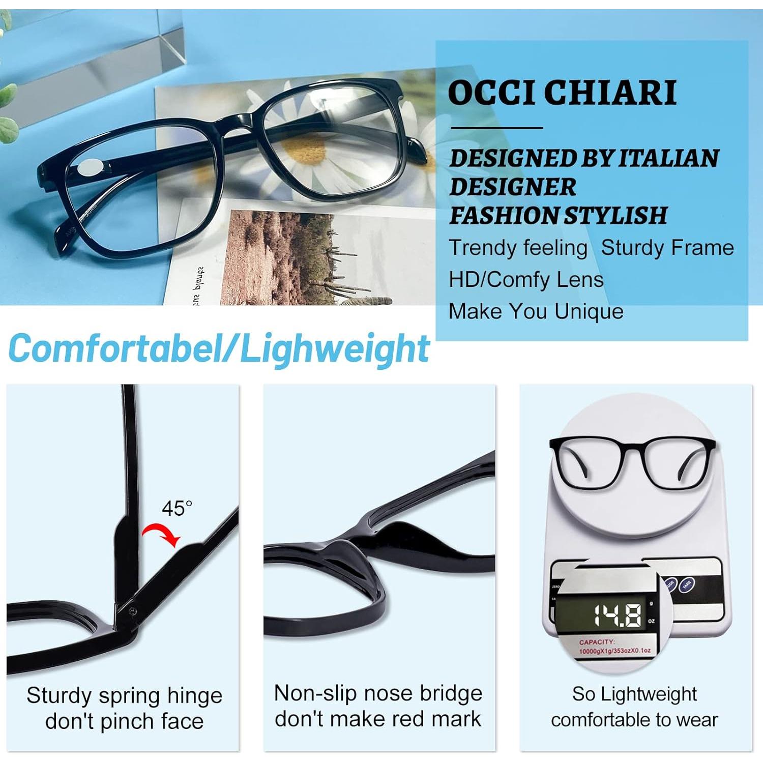 Gafas de Lectura OCCI CHIARI XL Hombres 1.5x Color Negro