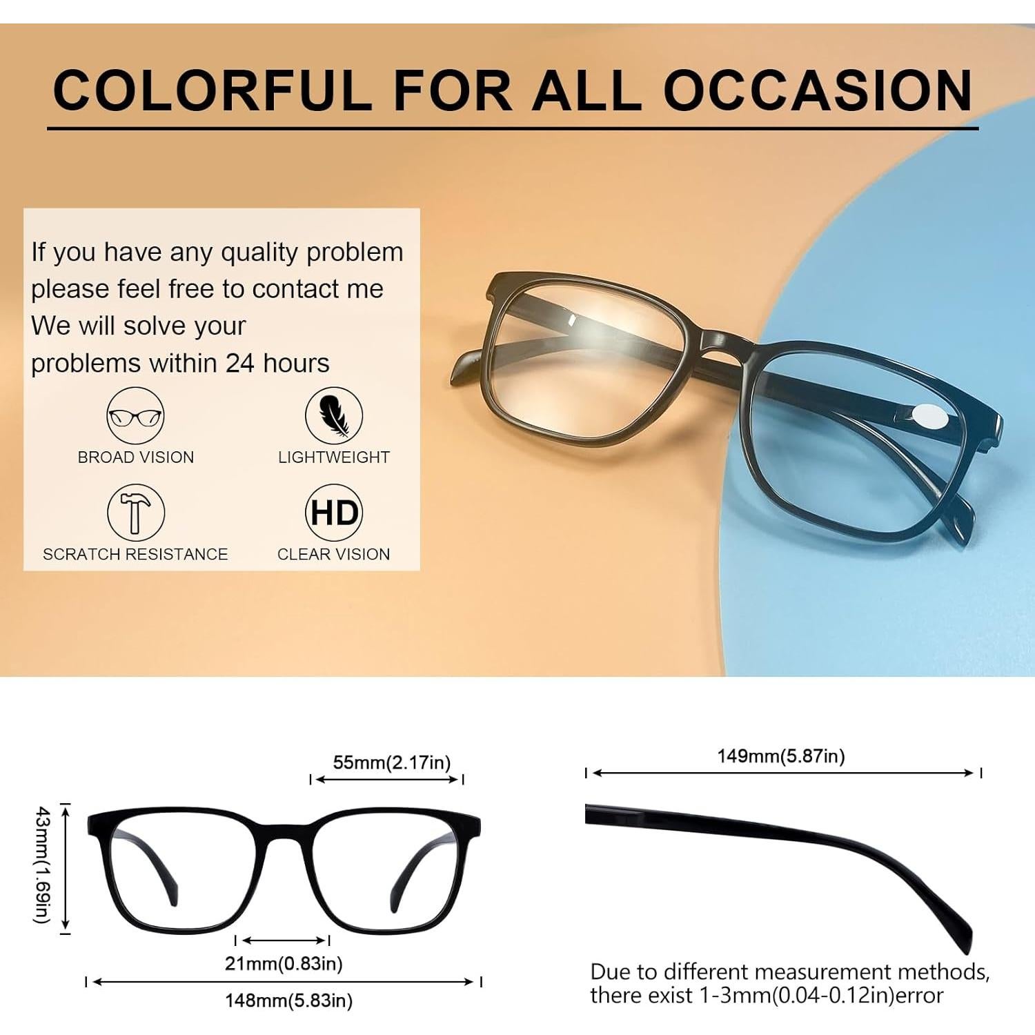 Gafas de Lectura OCCI CHIARI XL Hombres 1.5x Color Negro