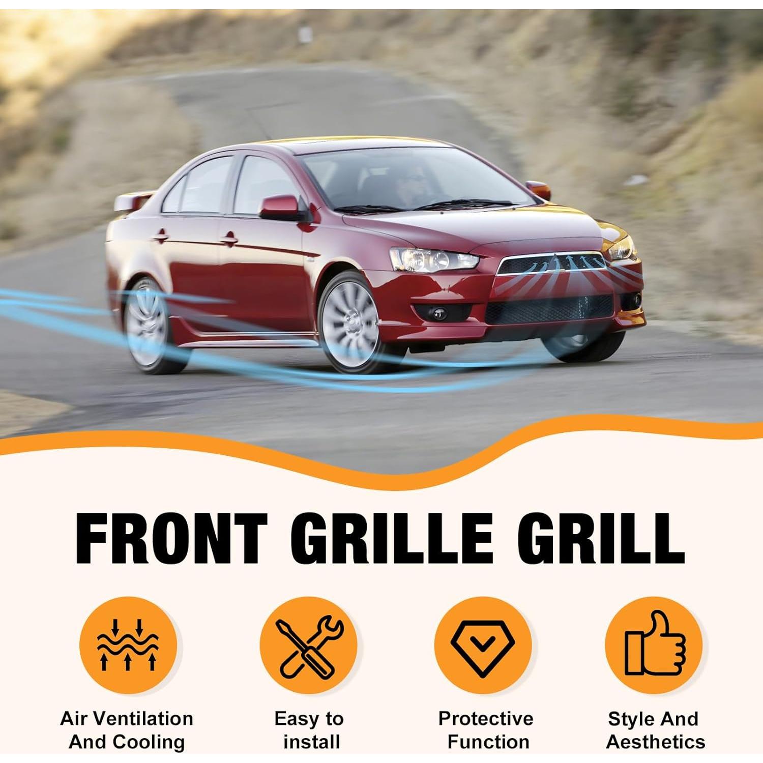 Conjunto parrilla parachoques frontal cromado CarPartsDepot para Mitsubishi Lancer 2008-2015