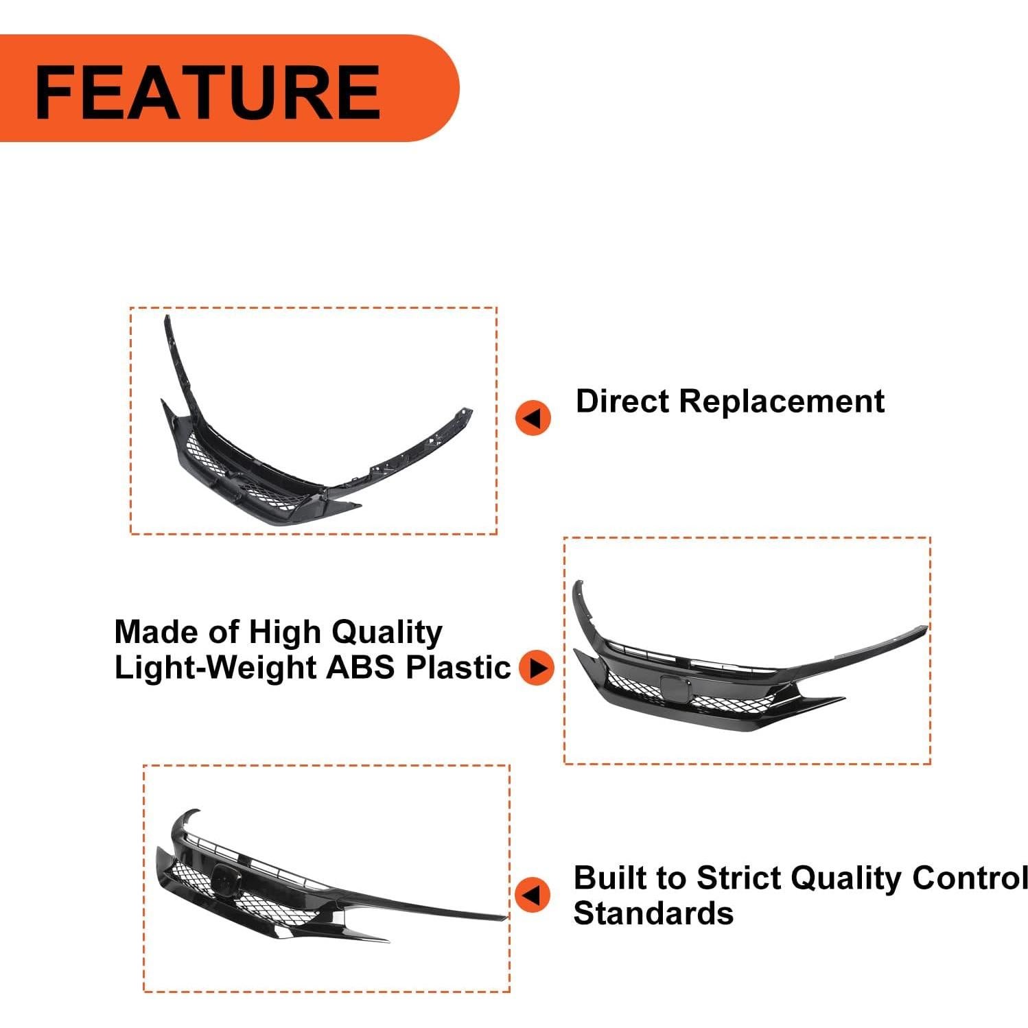 Rejilla Parachoques Frontal ECOTRIC Honda Civic 2019-2021