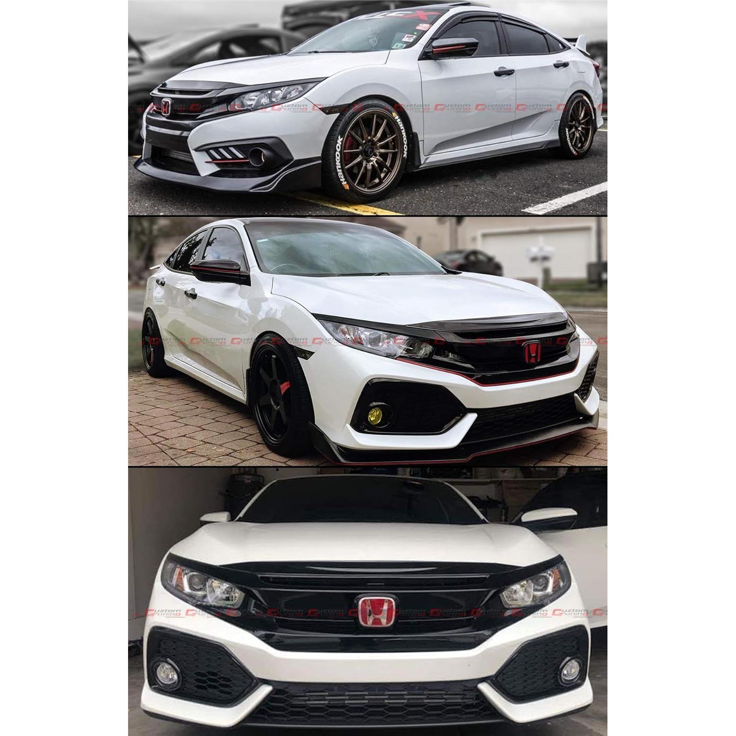 Rejilla delantera RS negra brillante + cubierta parachoques Honda Civic 2016-2021