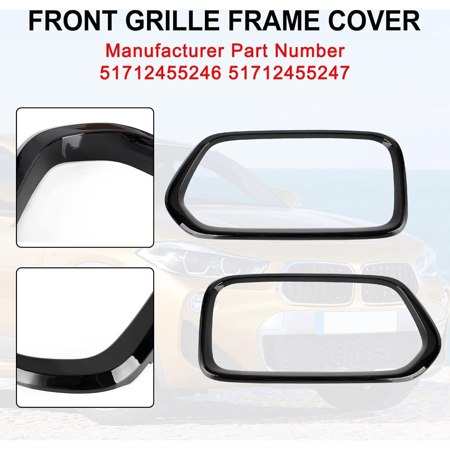 Cubierta de Marco de Parrilla Frontal Topteng para BMW X2 F39 2018-2021