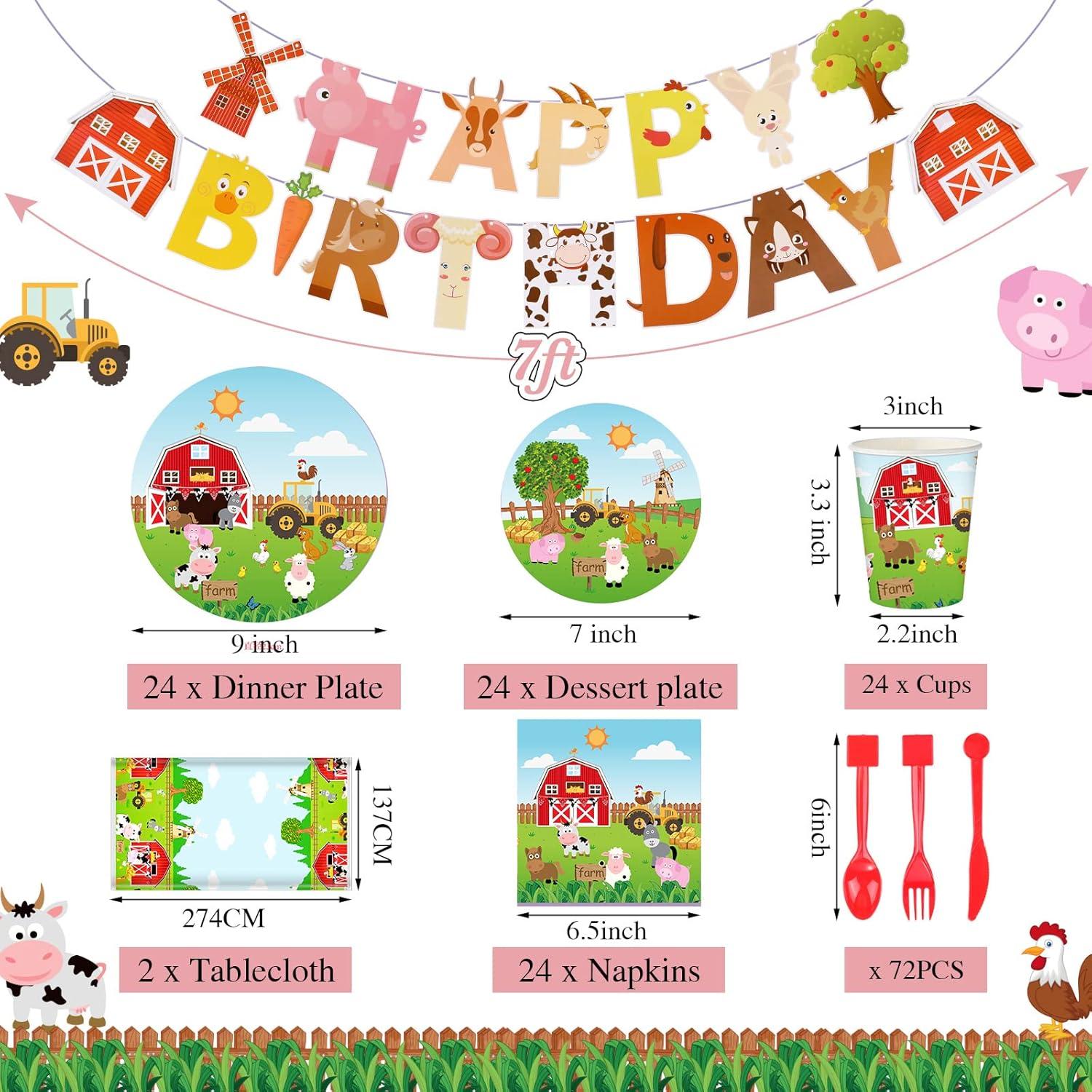 171 Piezas Fiesta Temática Animales de Granja Pajean