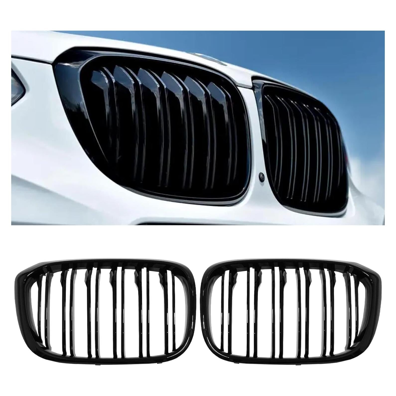 Rejilla Rongxu para BMW X3 G01 y X4 G02 2018-2021 Negro Brillante