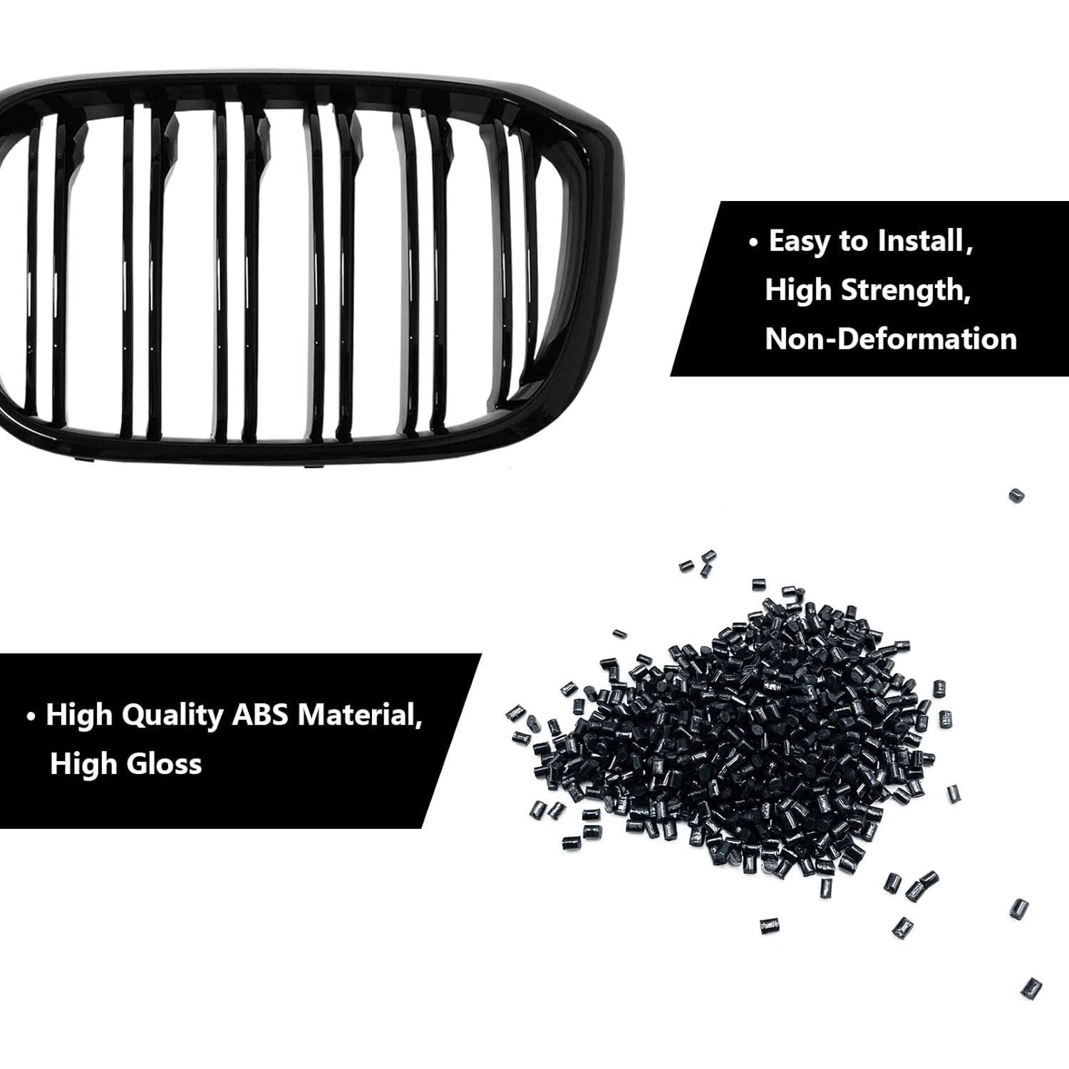 Rejilla Rongxu para BMW X3 G01 y X4 G02 2018-2021 Negro Brillante