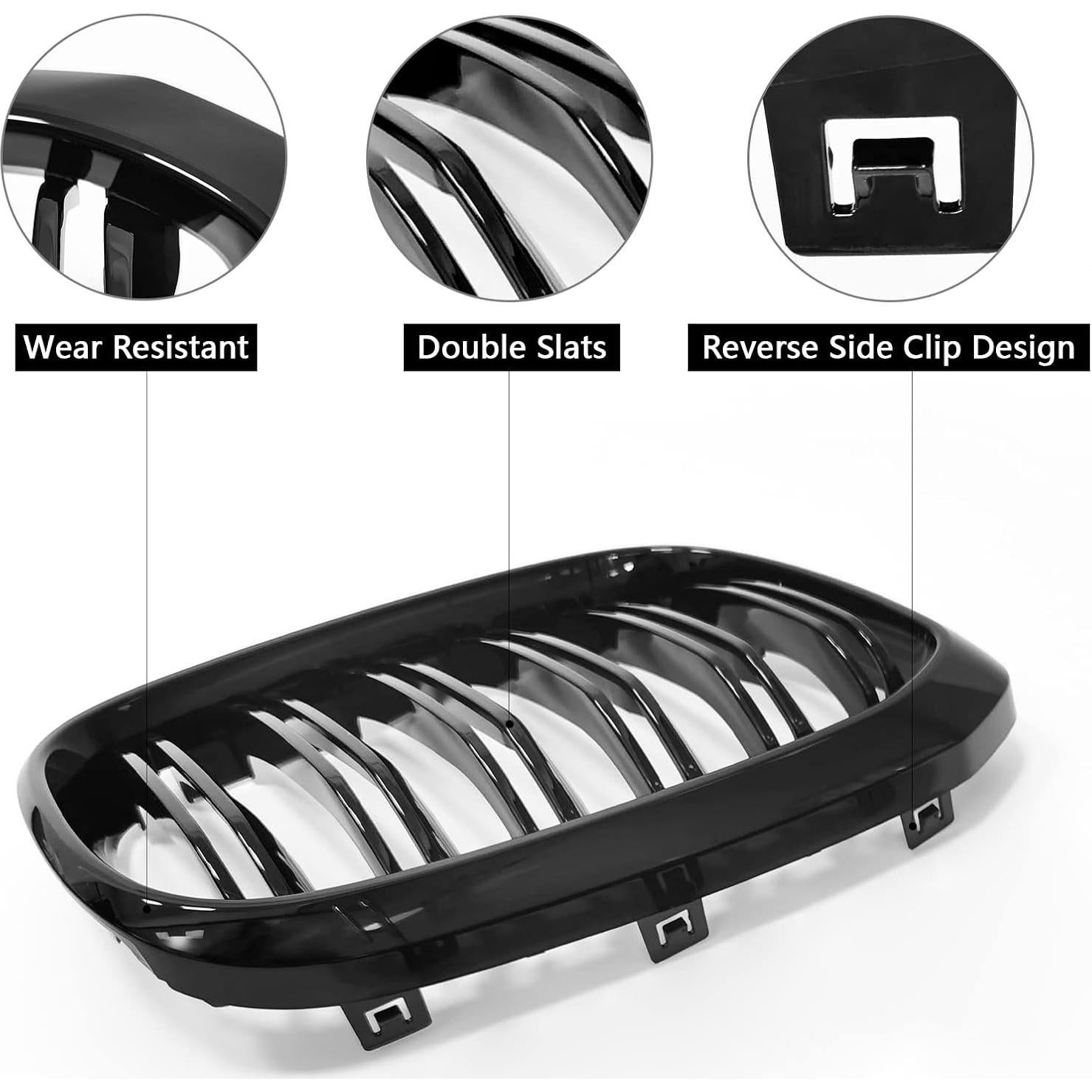 Rejilla Rongxu para BMW X3 G01 y X4 G02 2018-2021 Negro Brillante