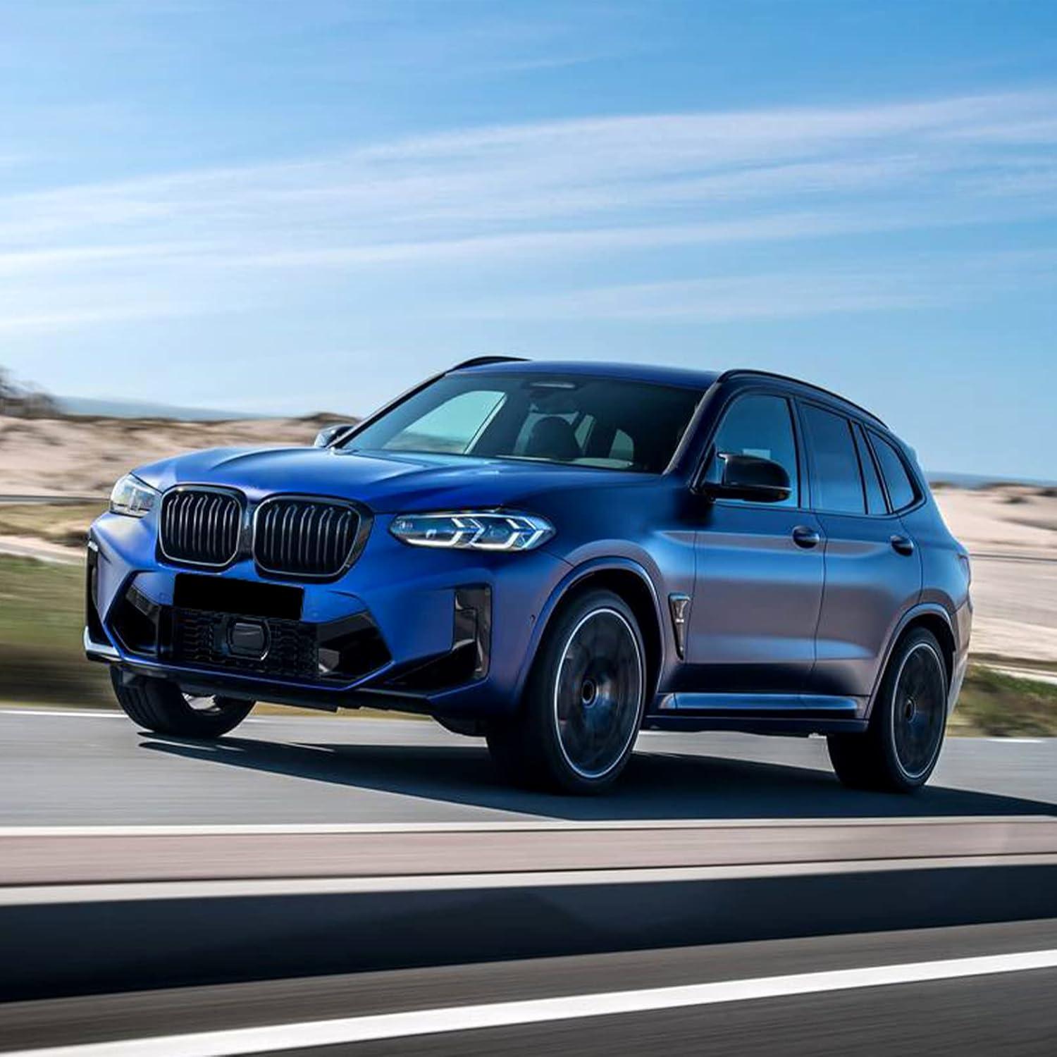 Rejilla Rongxu para BMW X3 G01 y X4 G02 2018-2021 Negro Brillante