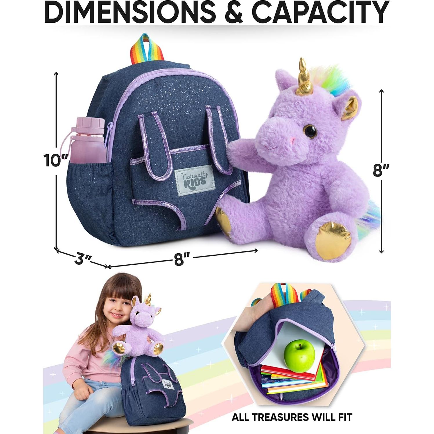 Mochila Unicornio Morado 25,4 cm con Juguete Desmontable