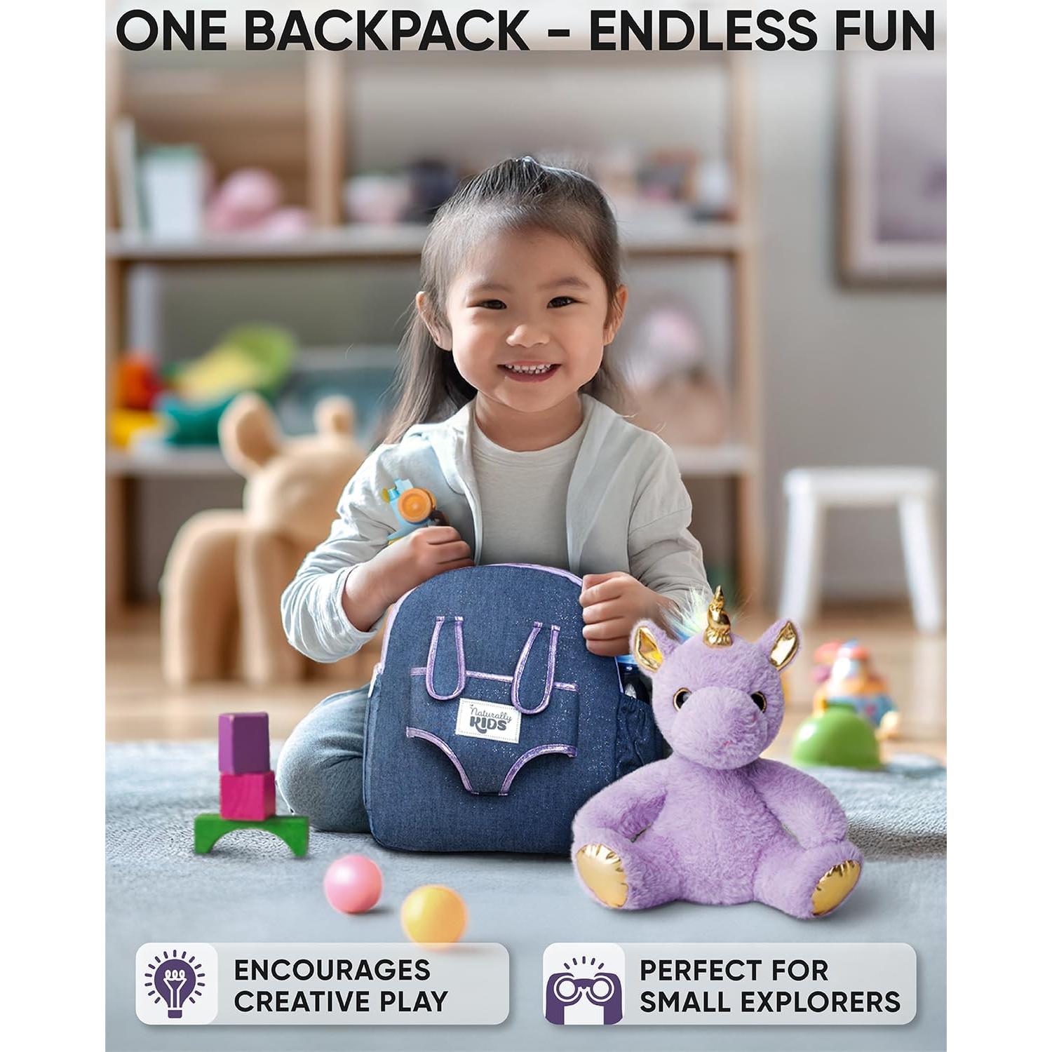 Mochila Unicornio Morado 25,4 cm con Juguete Desmontable