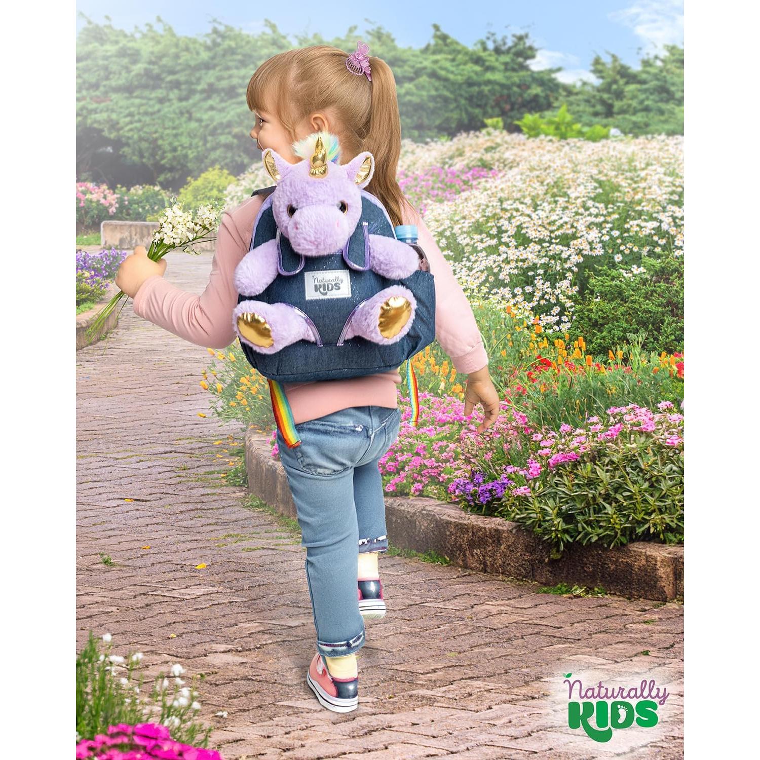 Mochila Unicornio Morado 25,4 cm con Juguete Desmontable