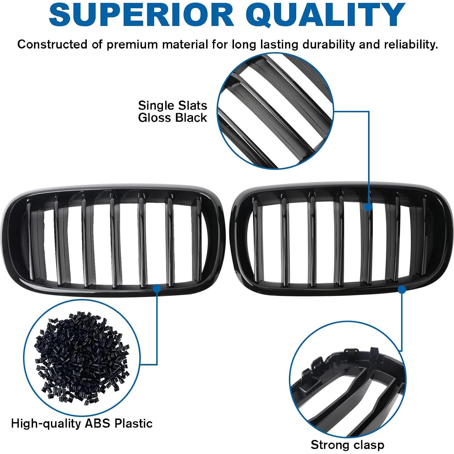 Rejilla Parachoques Frontal BILLDIO F15 F16 Negro Brillante