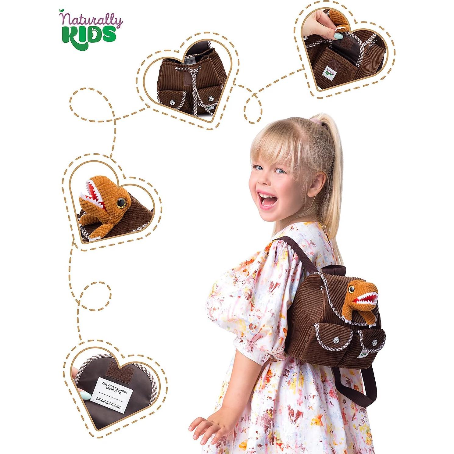 Mochila Dinosaurio Naturally Kids 17,78x15,24 cm para Niños