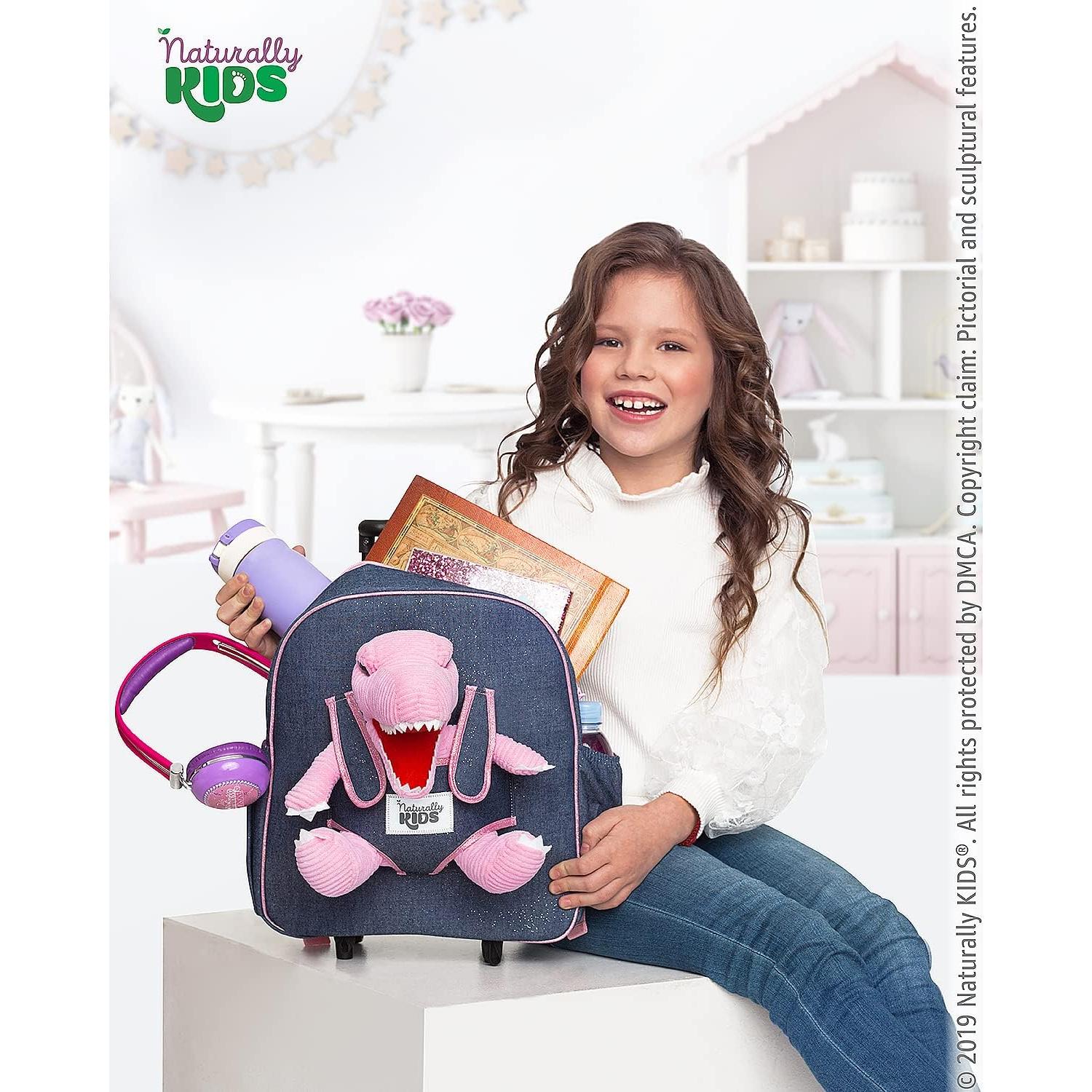 Maleta Rodante Dinosaurio Rosa Naturally KIDS 31.75 cm