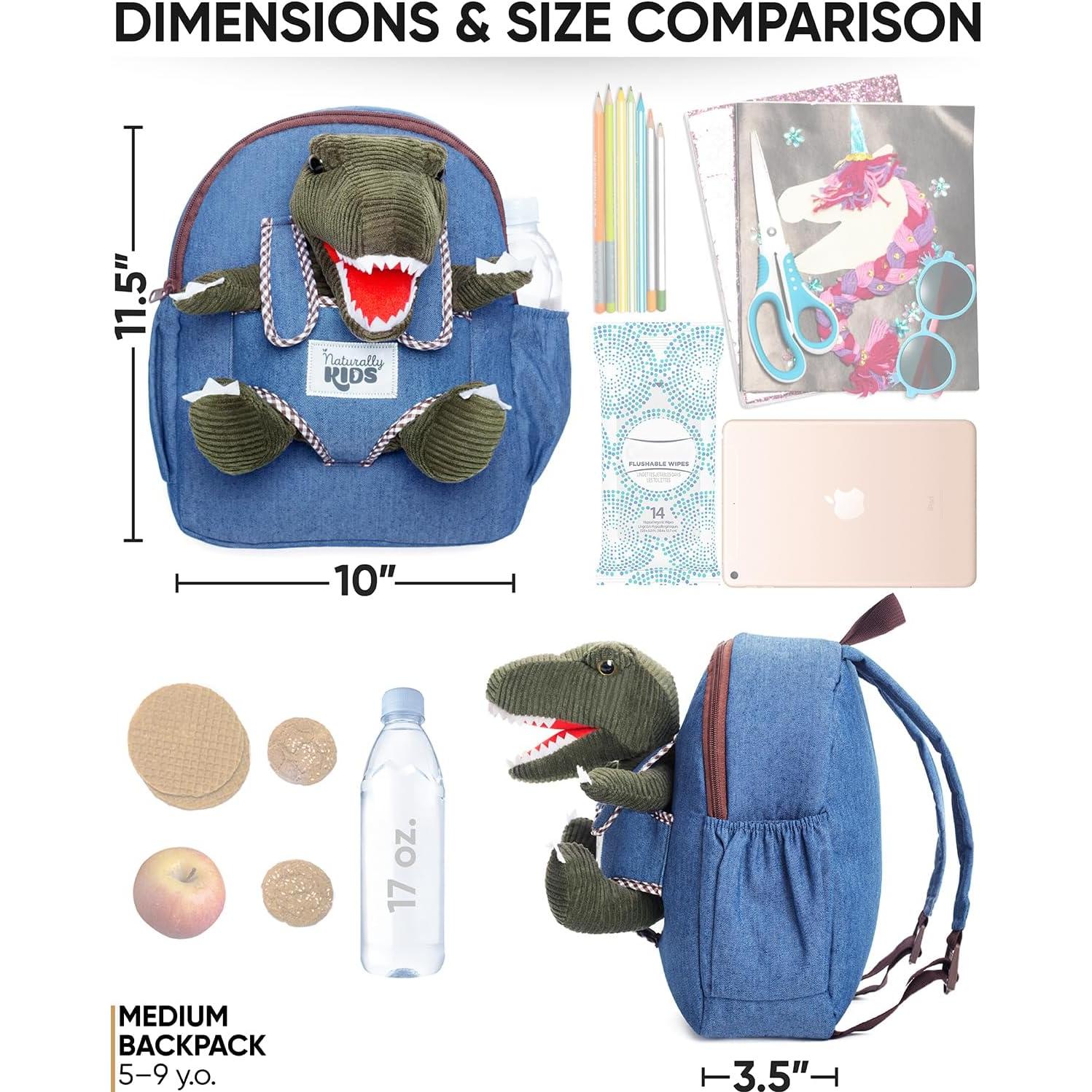 Mochila Dinosaurio Verde Naturally KIDS 29x25 cm para Niños