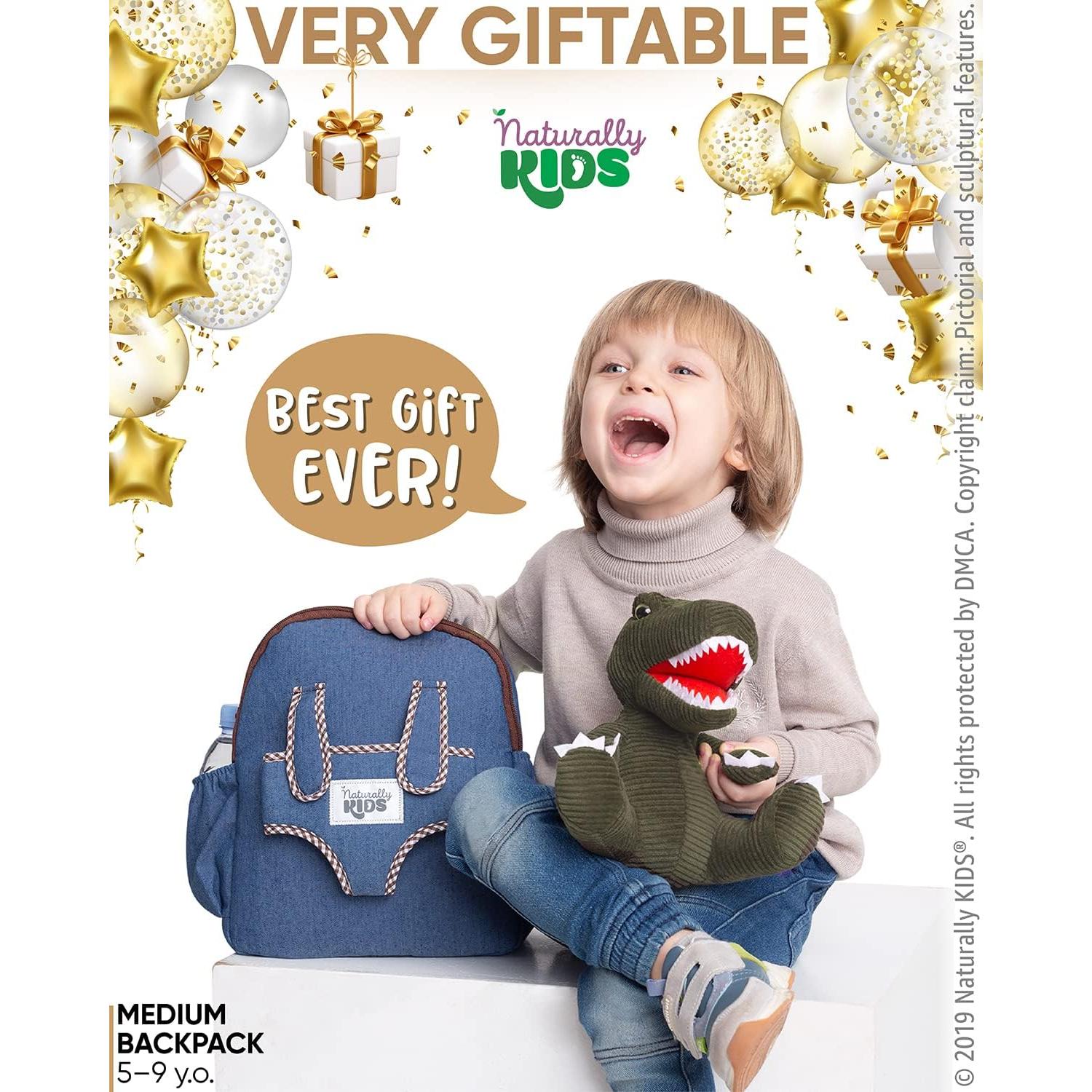 Mochila Dinosaurio Verde Naturally KIDS 29x25 cm para Niños