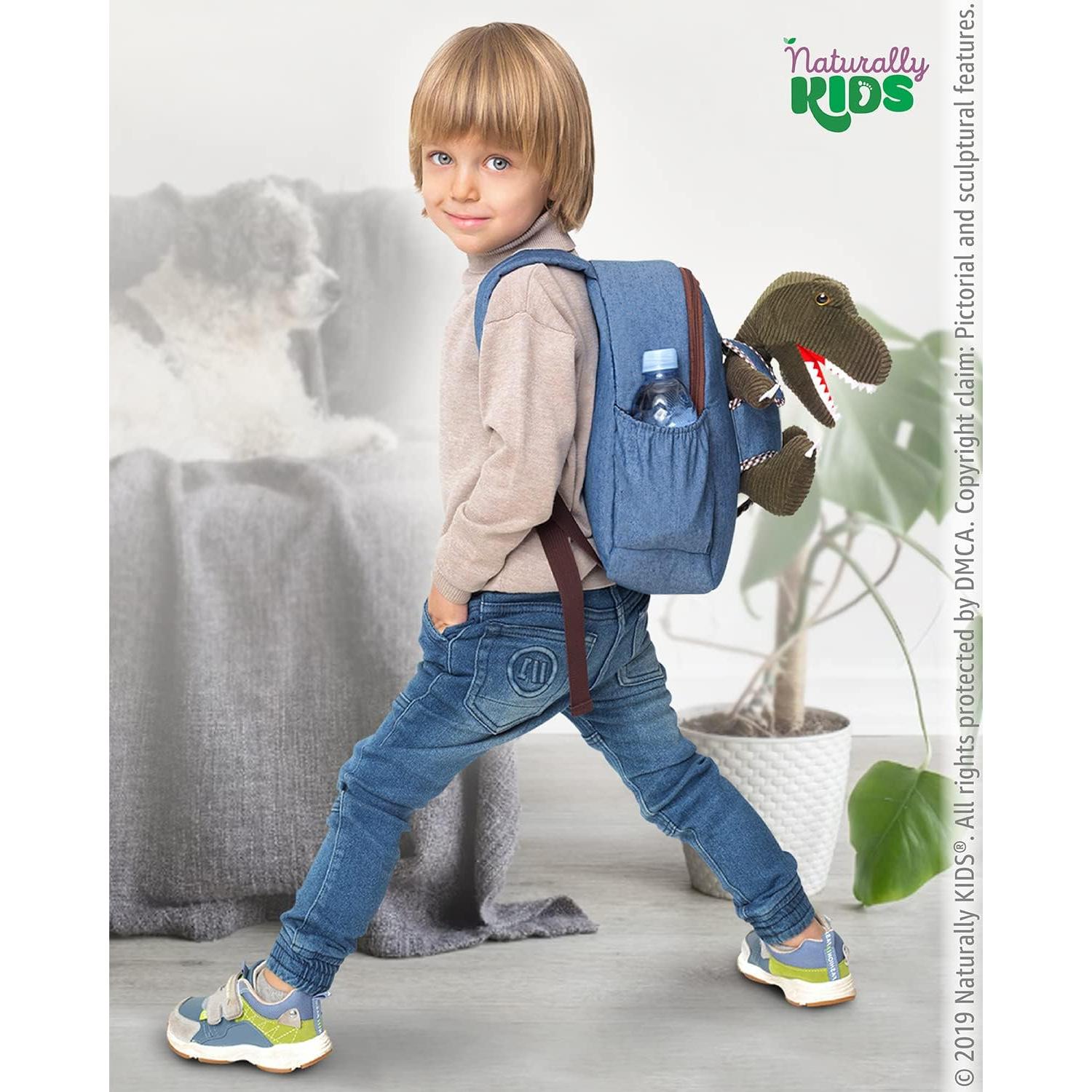 Mochila Dinosaurio Verde Naturally KIDS 29x25 cm para Niños