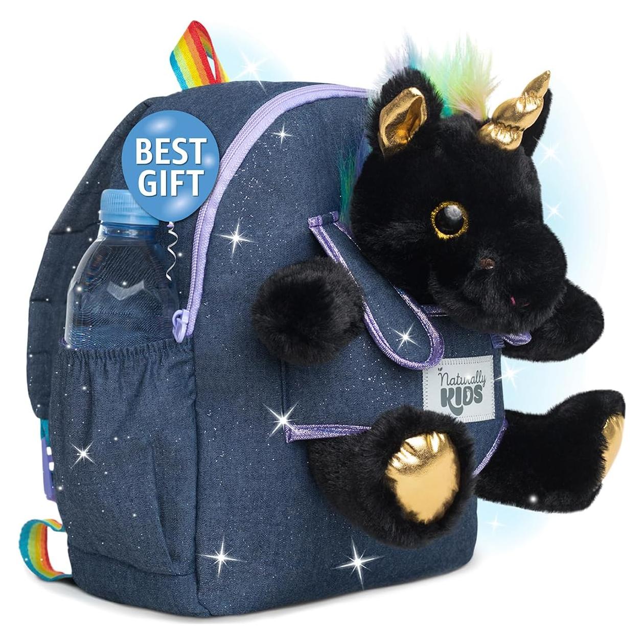 Mochila Unicornio Negro Naturally KIDS 29x25cm para Niñas