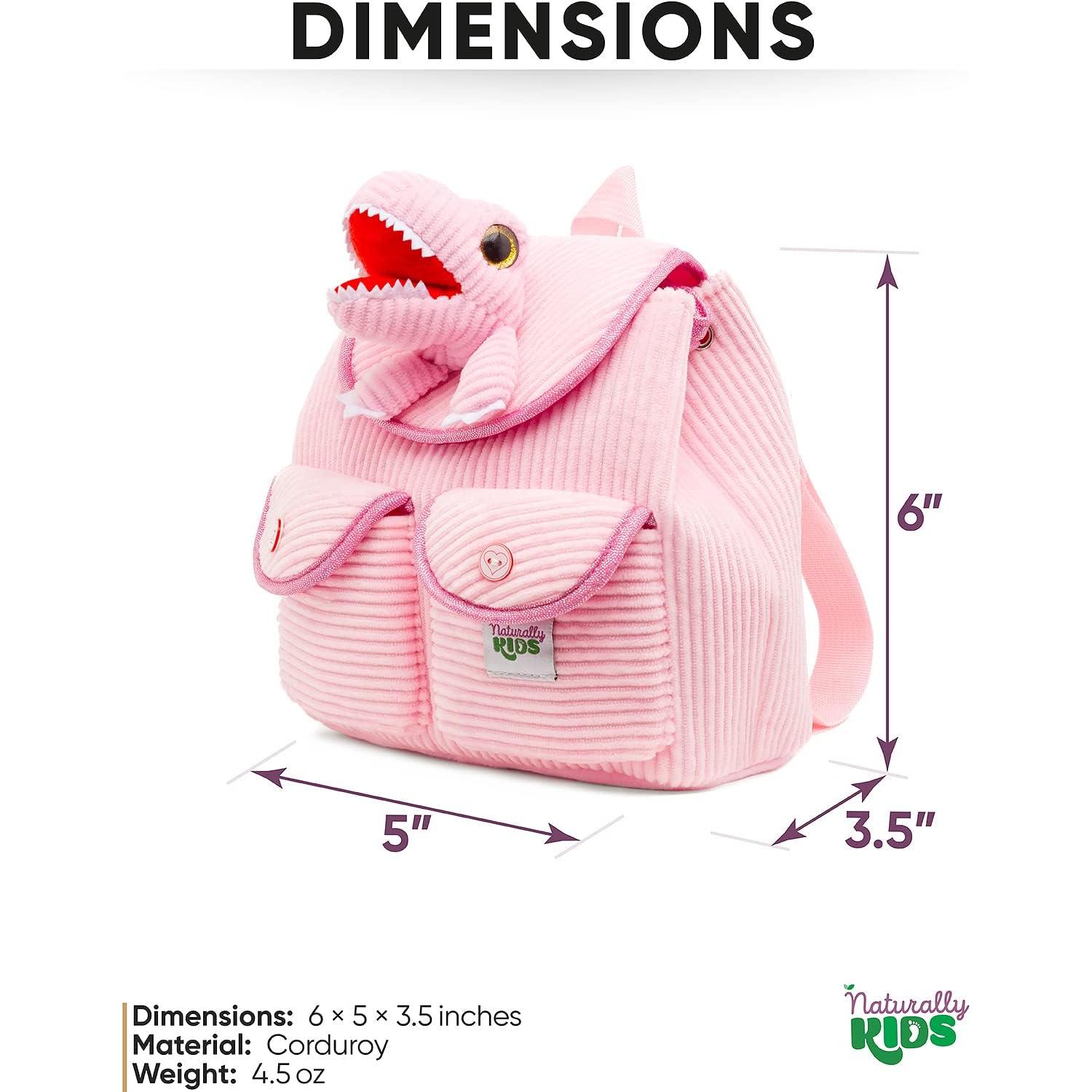 Mochila Mini Dinosaurio Rosa Naturally KIDS 17,78x15,24cm