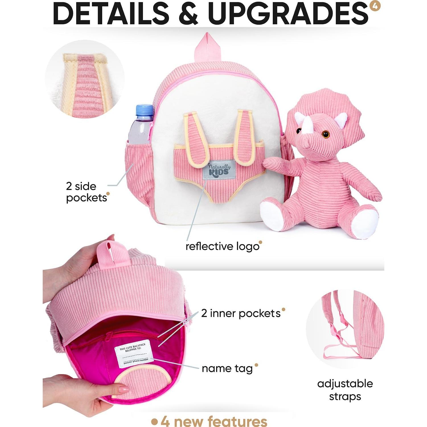 Mochila Dinosaurio Triceratops Naturally KIDS 29x25cm