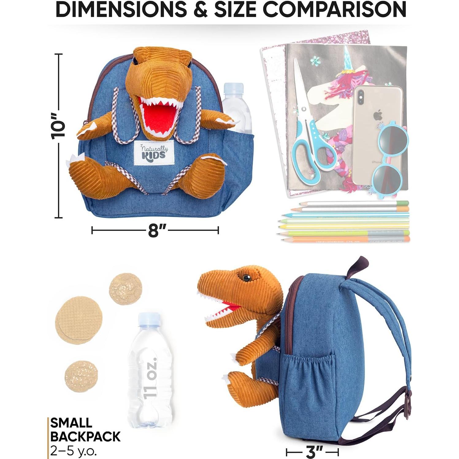 Mochila Dinosaurio Naturally KIDS 25 cm con Juguete Desmontable